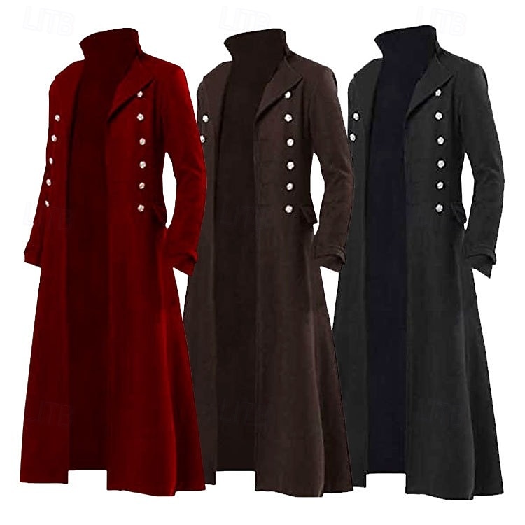 Retrò Vintage Punk & Gotico Medievale Cappotto Trench Vampiro Costume Per uomo Halloween Carnevale Feste Casual Quotidiano Fiera Rinascimentale Adulti Cappotto del 2026 a $40.99 –P13
