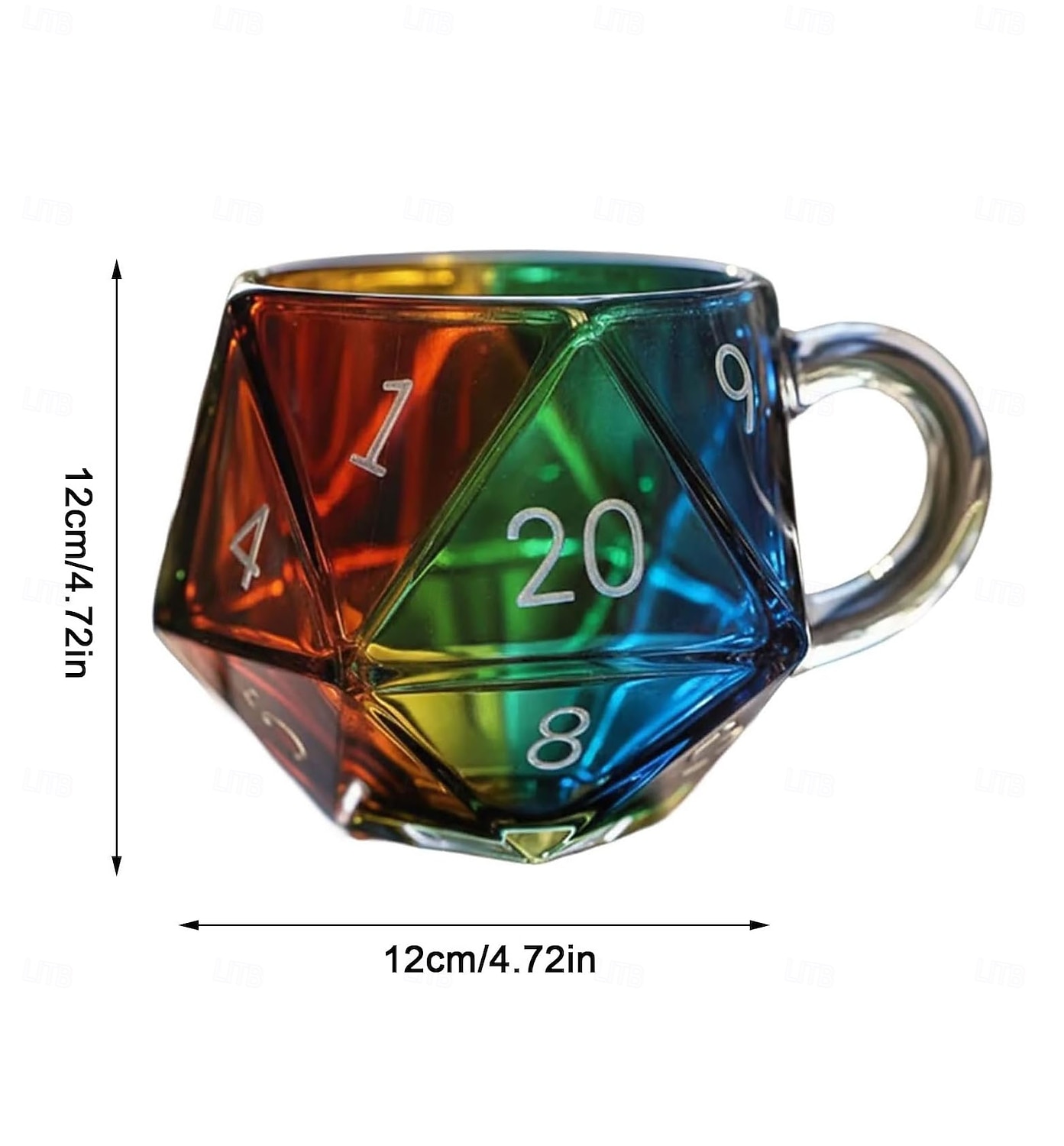 Mug à dés arc-en-ciel D20, tasse à café à dés polyédriques avec anse, mug de jeu en verre transparent pour les amateurs de RPG, mugs de soirée de jeu pour les amateurs de fantasy de 2026 ? $27.99 –P8