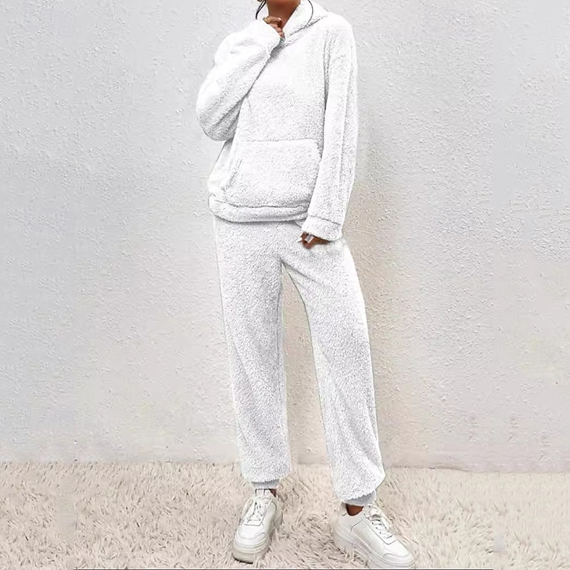 نسائي بدلة رياضية من قطعتين هودي صالة مجموعات بدلات رياضية لون سادة أطقم ملابس رياضية خريف & شتاء أسود أبيض الصالة الرياضية الخارج ركض كم طويل رياضة ألبسة رياضية مرن نسبياً عادي 2026 - $42.99 –P15