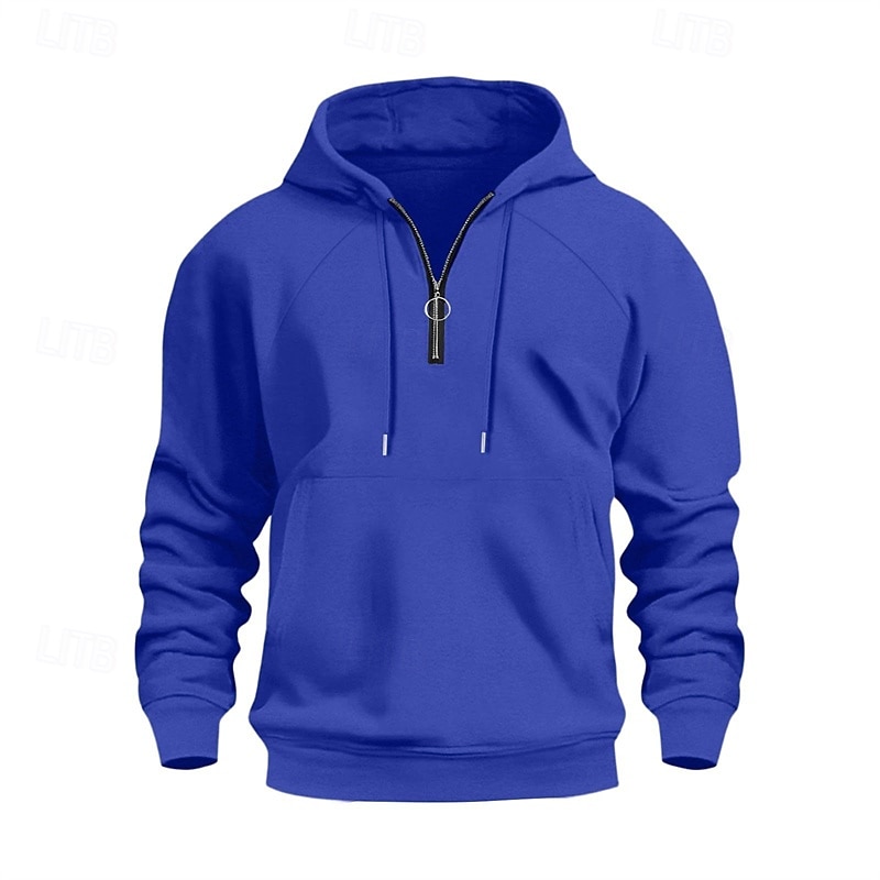 Voor heren Trui met capuchon Hoodie met kwartrits Abrikoos Zwart Marine Blauw Khaki Lichtgrijs Capuchon Effen Trekkoord Zak Kwart ritssluiting Sport & Outdoor Dagelijks Feestdagen Polyester 2026 - $16.99 –P7