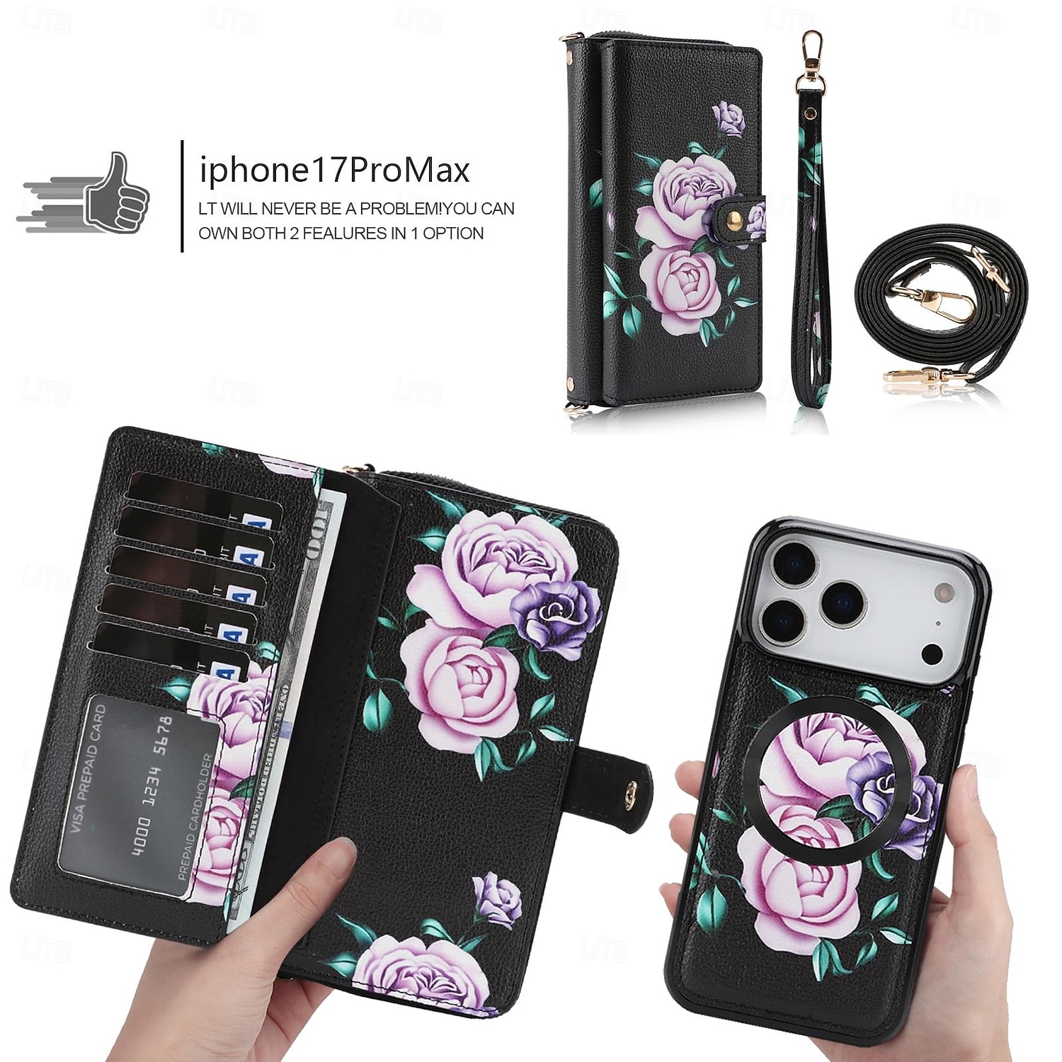 Phone Case For iPhone 17 Pro Max 17 Air 16 15 14 Pro Max Plus 13 Pro Max Wallet Case Detachable Full Body Protective with Lanyard Retro Genuine Leather 2025 - $34.99 –P11