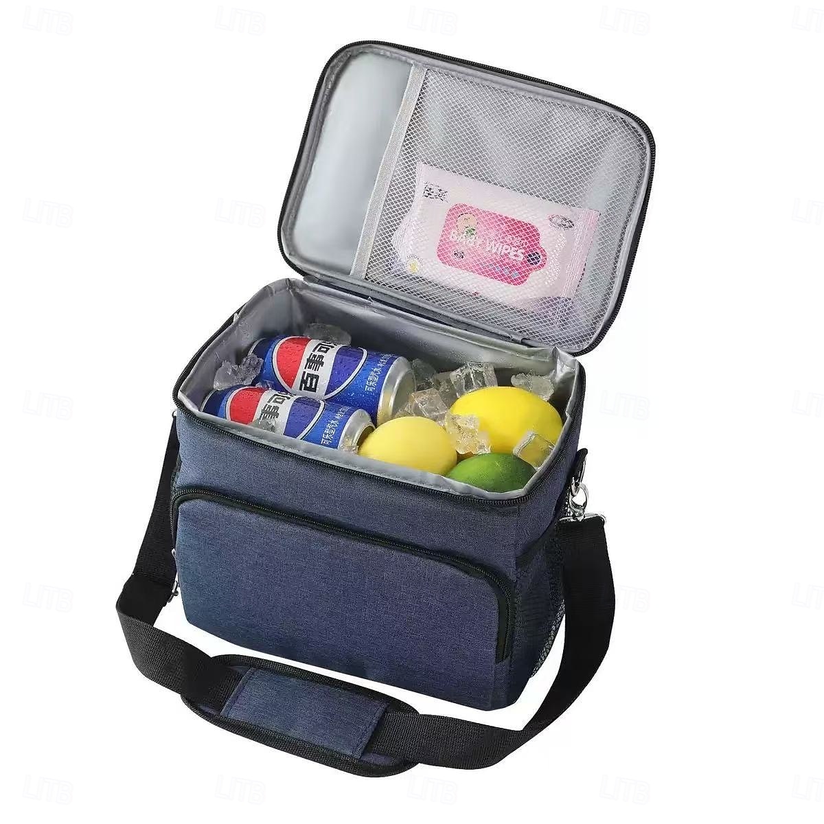 Bolsa térmica para almuerzo con correa ajustable: tela Oxford duradera, reutilizable y reutilizable para la oficina, la escuela y picnic. &Lonchera térmica negra resistente al desgarro para la playa, 2025 - $20.99 –P10