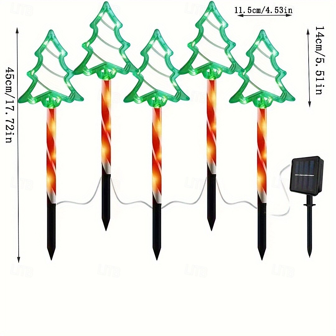Luces solares para árbol de Navidad con 5 enchufes para insertar en el suelo, luces decorativas para jardín al aire libre, luces festivas para Navidad. 2025 - $18.99 –P4