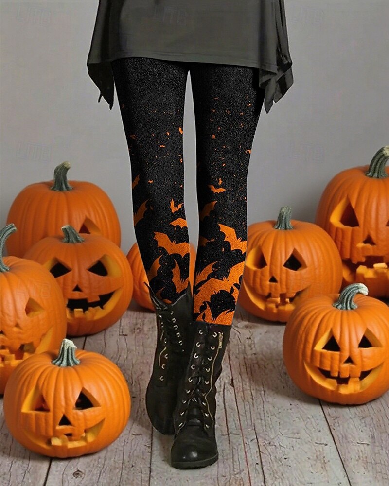 Dam Byxor Damasker Mysiga leggings Streetwear Ledigt Fullängd Hög midjaPantsHalloween Fladdermus Elastisk midja Mönster Mateial som andas Bekväm Elastisk Semester Gata Dagliga kläder Svart Sommar Vår 2025 - $24.99 –P2