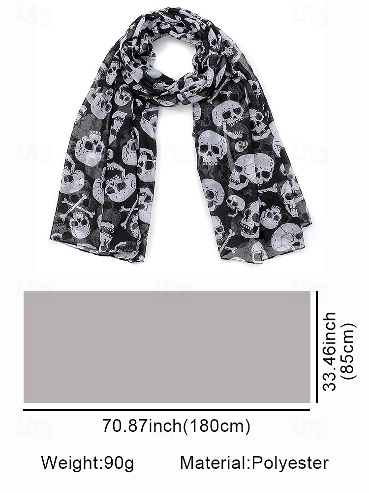 Women's Halloween Skull Print Scarf – Lightweight Gothic Style Shawl Wrap for Costume Party, Cosplay and Autumn Outfits 2026 - $11.99 –P8