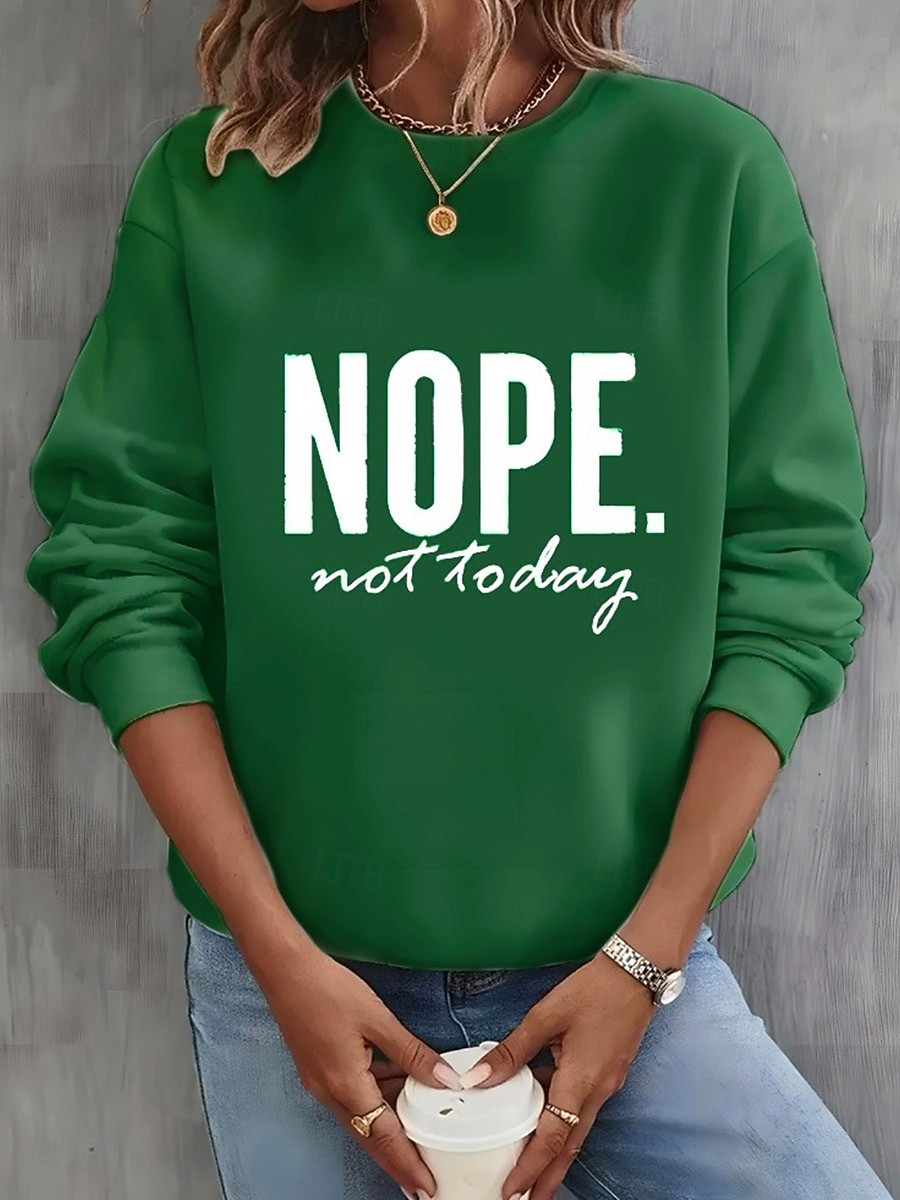 Dámské Mikiny Tisk Grafika Písmeno Vinobraní Na běžné nošení Dlouhý rukáv Tričkový Běžné topy Ležérní ulice Na den Vodní modrá Černá Bílá Světlá růžová Trávová zelená Jaro Podzim Zima 2026 - $27.99 –P6