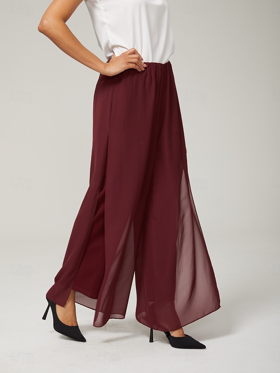 Mulheres Atrevido Calças retas Elegante à moda Estilo Clássico Comprimento total Cintura Média Côr Sólida Cintura elástica Com Stretch Casamento Férias Festa Vinho Primavera / Outono / Inverno / Verão de 2025 por $49.99 –P6