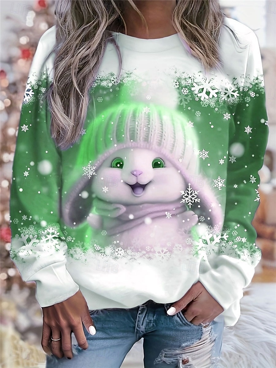 Damskie Bluza z kapturem Z kapturem Graficzny Zwierzę Moda Codzienny Długi rękaw Półgolf Zwykłe topy Ulica Na co dzień Nadruk Czerwony Niebieski Fioletowy Zielony Wiosna Jesień Zima 2025 - $29.99 –P4