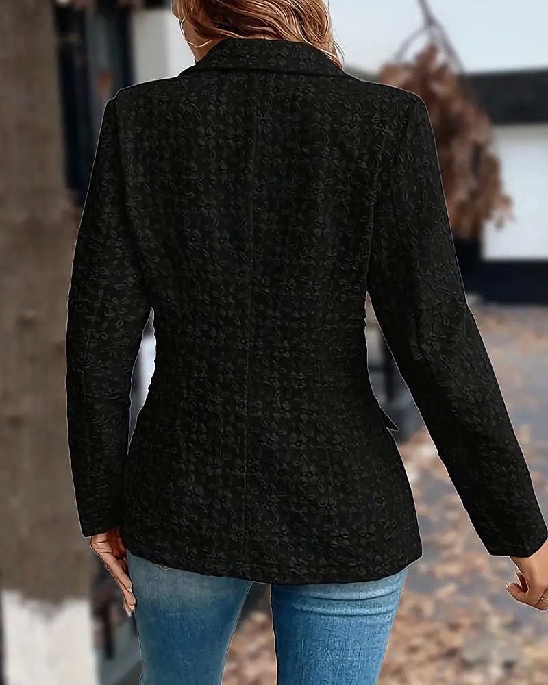 Dam Kavaj Bekväm Mönster Elegant Mode Utomhus Blomma Utekväll Ledigt / vardag Helgen Cardigan Normal Kavajslag Normal Långärmad Ytterkläder Svart Rubinrött Blå Vår Höst 2025 - $25.99 –P8