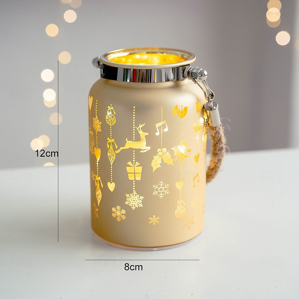 1 Pc Christmas Glass LED Light Handheld Light Electronic Candle Light Wind Light Desktop Ornament Light Atmosphere Light Warm Light AAA Battery Box 2025 - CAD $11.99 –P6