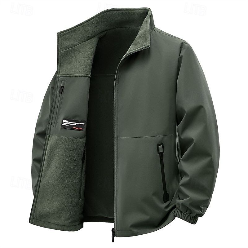 Hombre Chaqueta al aire libre Impermeable Chaqueta para senderismo Diario Senderismo Resistente al Viento A Prueba de Lluvia Bolsillo Otoño Invierno Plano Moda Clásico Escote Chino Regular Negro 2026 - $57.99 –P17