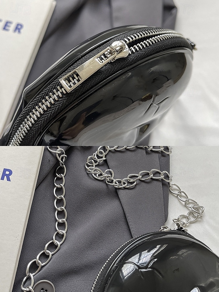 Dámská halloweenská crossbody kabelka s motivem lebky a řetízkem, 3D kostra přes rameno, gotická párty psací kabelka na kostýmy, cosplay a noční život. 2025 - $18.99 –P10