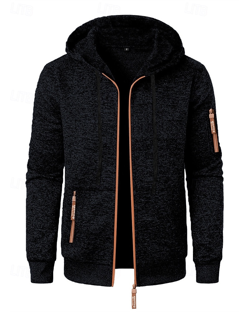Herren Freizeitjacke Pullover Mantel Urlaub Täglich Warm Tasche Herbst Winter Einfach Mode Klassisch Mit Kapuze Regulär Schwarz Marineblau Blau Dunkelgray Jacken 2025 - $19.49 –P11