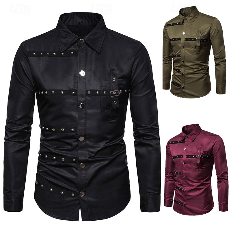 Hombre Camisa Camisa de verano Camisa casual Abotonar la camisa Negro Vino Verde Ejército Manga Larga Plano Diseño Vacaciones Hawaiano Botones Ropa Mezcla de Algodón Moda Casual Cómodo 2026 - $35.99 –P1