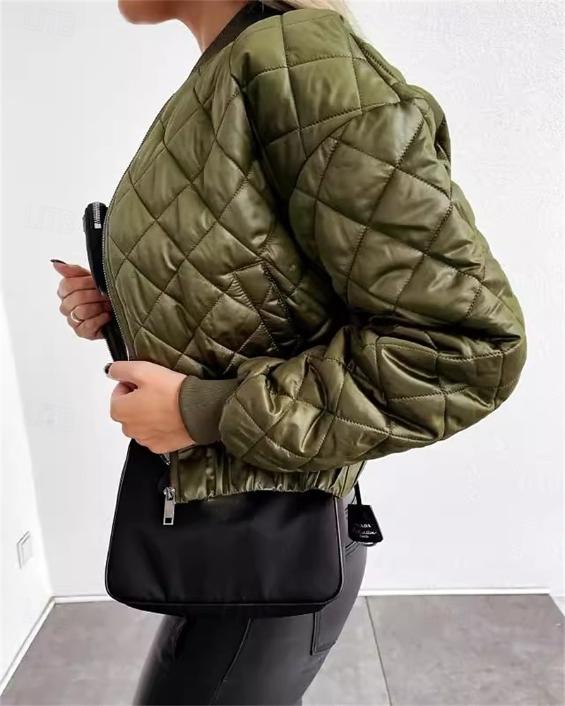 Per donna Giacca imbottita Giacca Casual Caldo Confortevole Cerniera Tasca Moda All'aperto Semplice Uscire Weekend Cerniera Regolare Collo alla coreana Vestibilità regolare Manica Lunga Capispalla del 2025 a $26.99 –P4