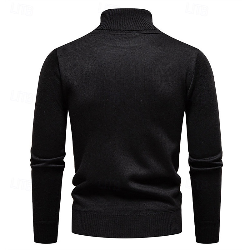 Herren Pullover Strickpullover Gerippt Stricken Normale Oberteile Gestrickt Einfach Rollkragen Mode Basic Urlaub Alltagskleidung Bekleidung Herbst Winter Wein Schwarz S M L 2025 - $17.99 –P15