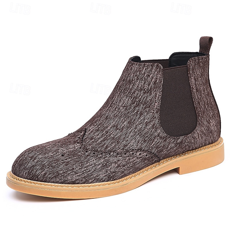 Bottines Chelsea grises pour hommes avec détails brogue à bout d'aile, style vintage élégant pour les mariages, le travail et les occasions semi-formelles de 2025 ? $54.99 –P2