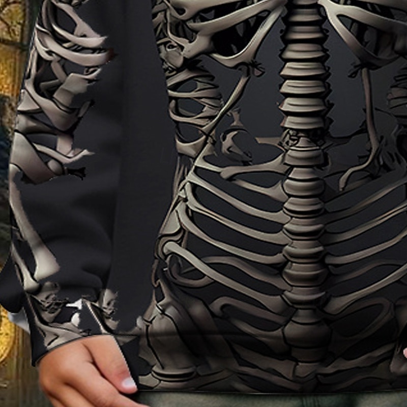 Halloween Pojkar 3D Dödskalle Tröja Långärmad Vår Höst Mode Grundläggande Barn 4-12 år Rund hals Utomhus Ledigt Dagligen Normal 2025 - $17.49 –P4