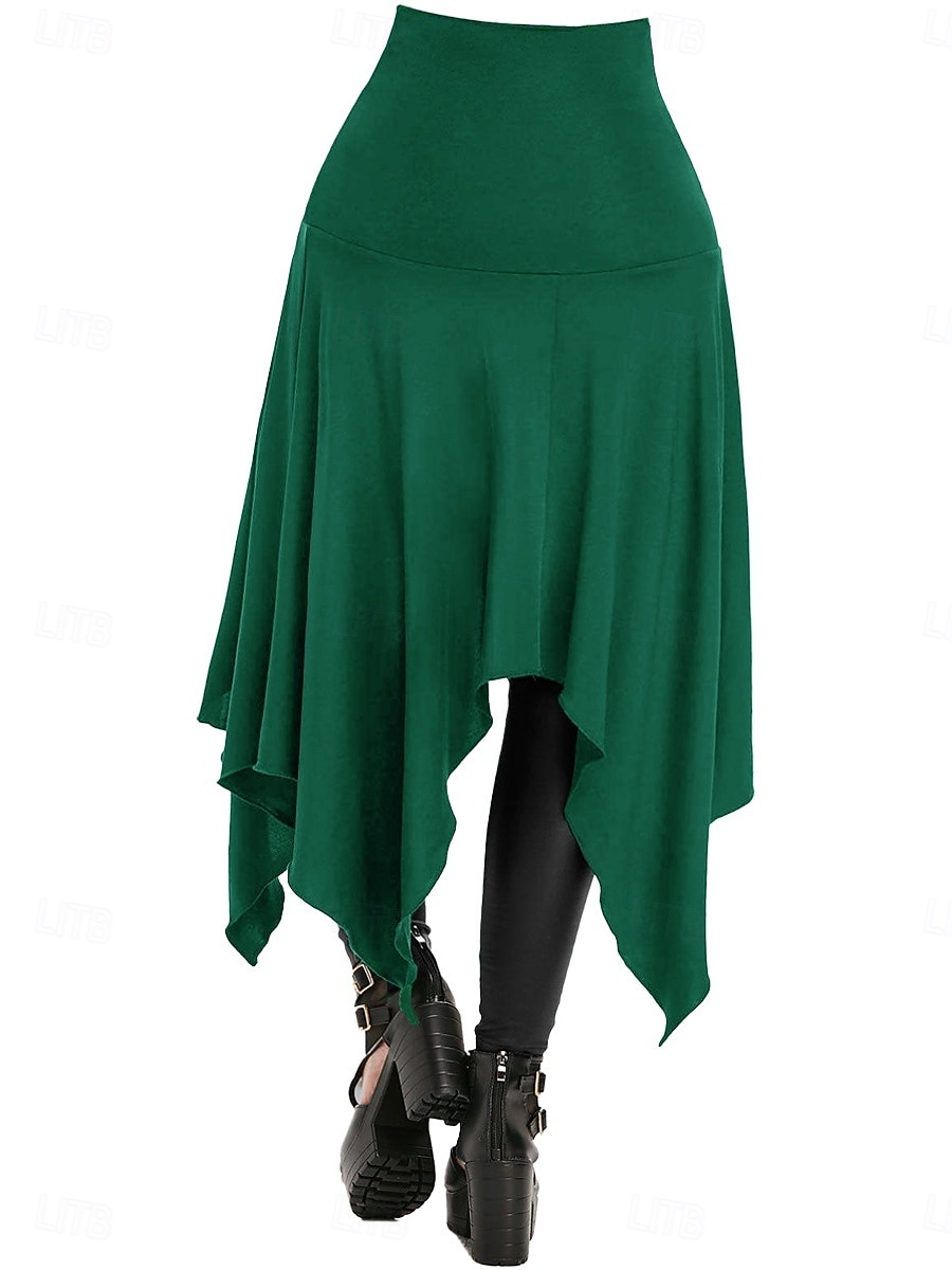 Per donna Vintage Principessa Casual Maxi Vita Alta Gonne Semplice Tasca Orlo asimmetrico Inelastico Quotidiano Feste Blu Vinaccia Nero Verde Primavera del 2026 a $21.99 –P9