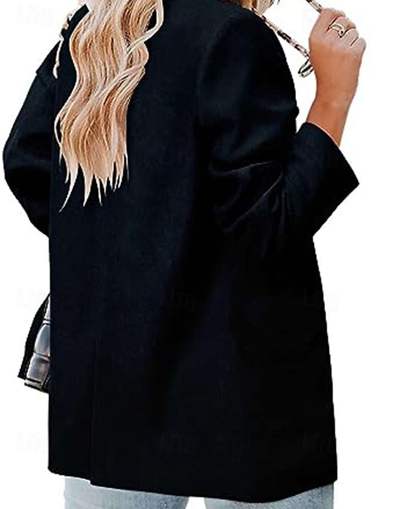 Femmes Blazer Confortable Boutons Élégant Mode Extérieur Uni Sortir Décontracté Quotidien Week-end Cardigan Régulier Revers Coupe régulière manche longue Vêtements d'extérieur Noir Rouge Marron de 2025 ? $24.99 –P7