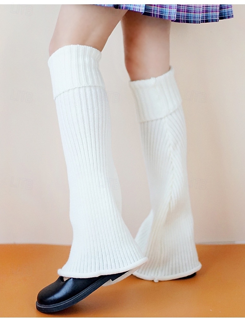 Women Knit Slouch Socks, Flared Leg Warmers for Fall and Winter, Solid Color Mid-Calf Sock Covers, Trendy Student Style Warmers 2026 - $13.49 –P6
