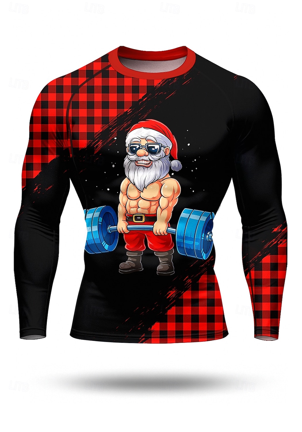 Christmas Men's Compression Shirt Running Shirt Long Sleeve Base Layer Plaid Checkered Quick Dry Compression Power Flex Moisture Wicking Gym Workout Active Training Exercise Sportswear Activewear 2025 - $22.99 –P1