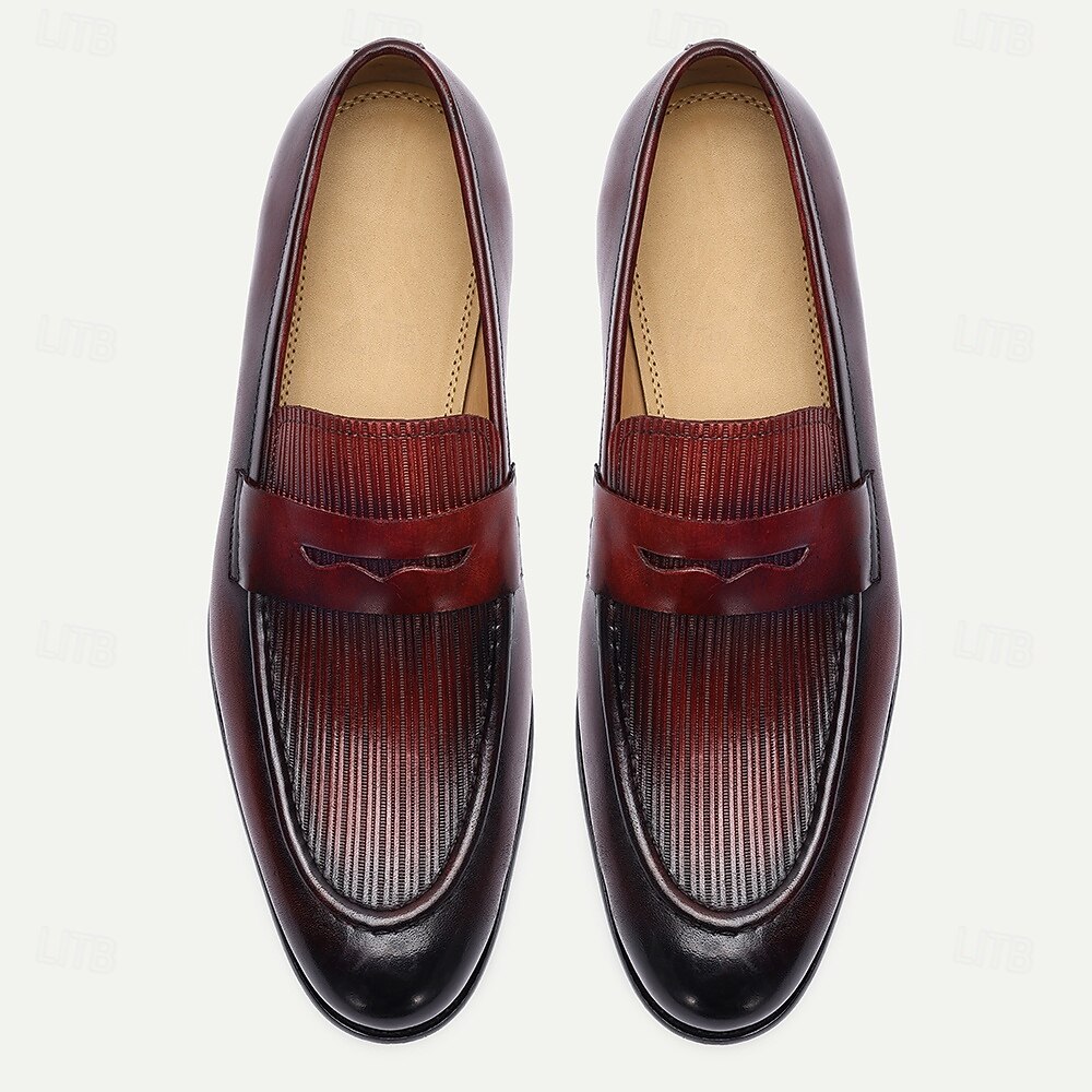 Burgunderrote Pennyloafer für Herren – klassische Slip-On-Abendschuhe mit runder Spitze für Business, Büro und formelle Anlässe 2025 - $94.99 –P5