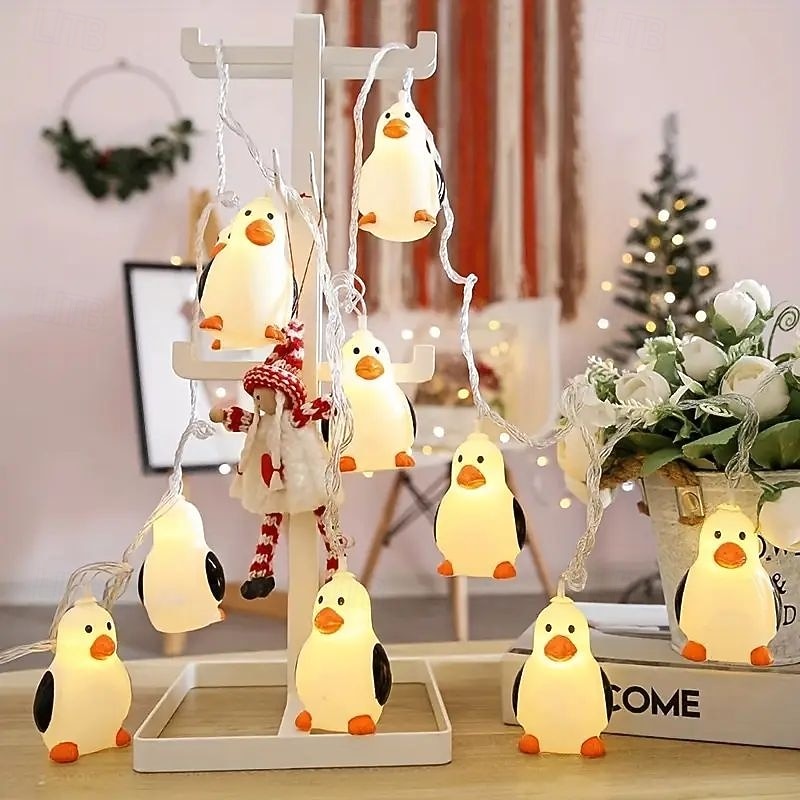 Guirlande Lumineuse Pinguin Féérique 1.5m 10LEDs Alimentée par Pile Chambre d'Enfants Affichage à Domicile Fenêtre Fête d'Anniversaire Décoration Hivernale de 2026 ? $14.49 –P2