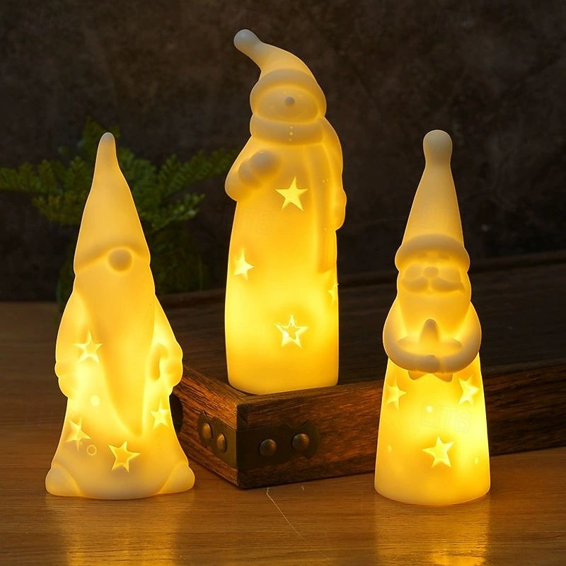 3pcs Christmas Candle Light Santa Claus Christmas Snowman LED Night Light Battery Powered Christmas Party New Year Home Creative Desktop Ornaments Holiday Atmosphere Light 2025 - CAD $21.99 –P3