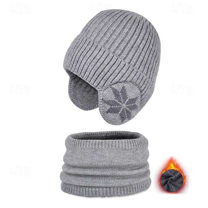 Winter muts sjaal sets warme gebreide muts fleece gevoerde nekwarmer dames heren outdoor fietsen oorbescherming schedelkap koud weer thermische accessoires 2026 - $19.99 –P6