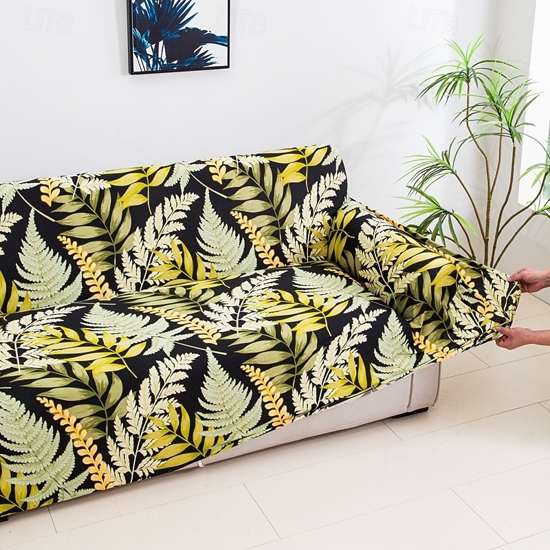 Capa elástica para sofá de 1 peça com estampa de plantas, capa horizontal para todas as estações para sofá de sala de estar de 1/2/3/4 lugares, capa protetora macia para sofá de 2026 por $32.99 –P6