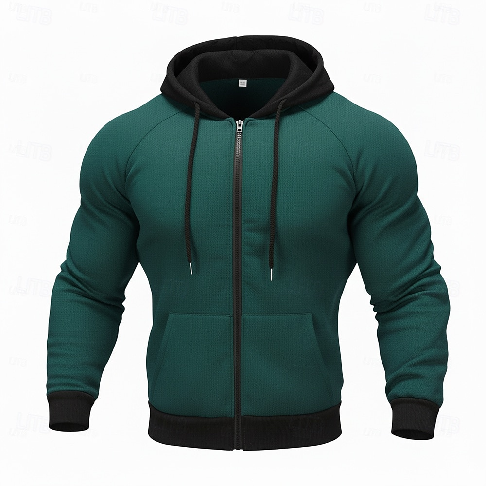 Men's Full Zip Hoodie Zip Up Hoodie Fuzzy Sherpa Fleece Hoodie Black Red Green Light Grey Dark Gray Hooded Plain Zip Up Zipper Pocket Sports & Outdoor Daily Weekend Polyester Vintage Cool Casual Fall 2026 - $28.99 –P5