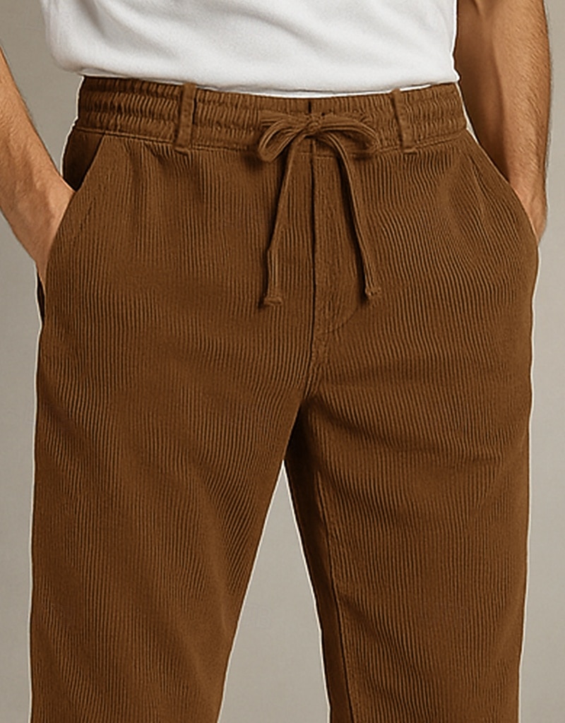 Per uomo Pantaloni in velluto a coste Pantaloni Pantaloni Eleganti Pantaloni Larghi Coulisse Tasca Frontale Semplice Comodità Lunghezza intera All'aperto Casa Feste Vacanza Moda Nero Blu marino del 2025 a $23.99 –P2