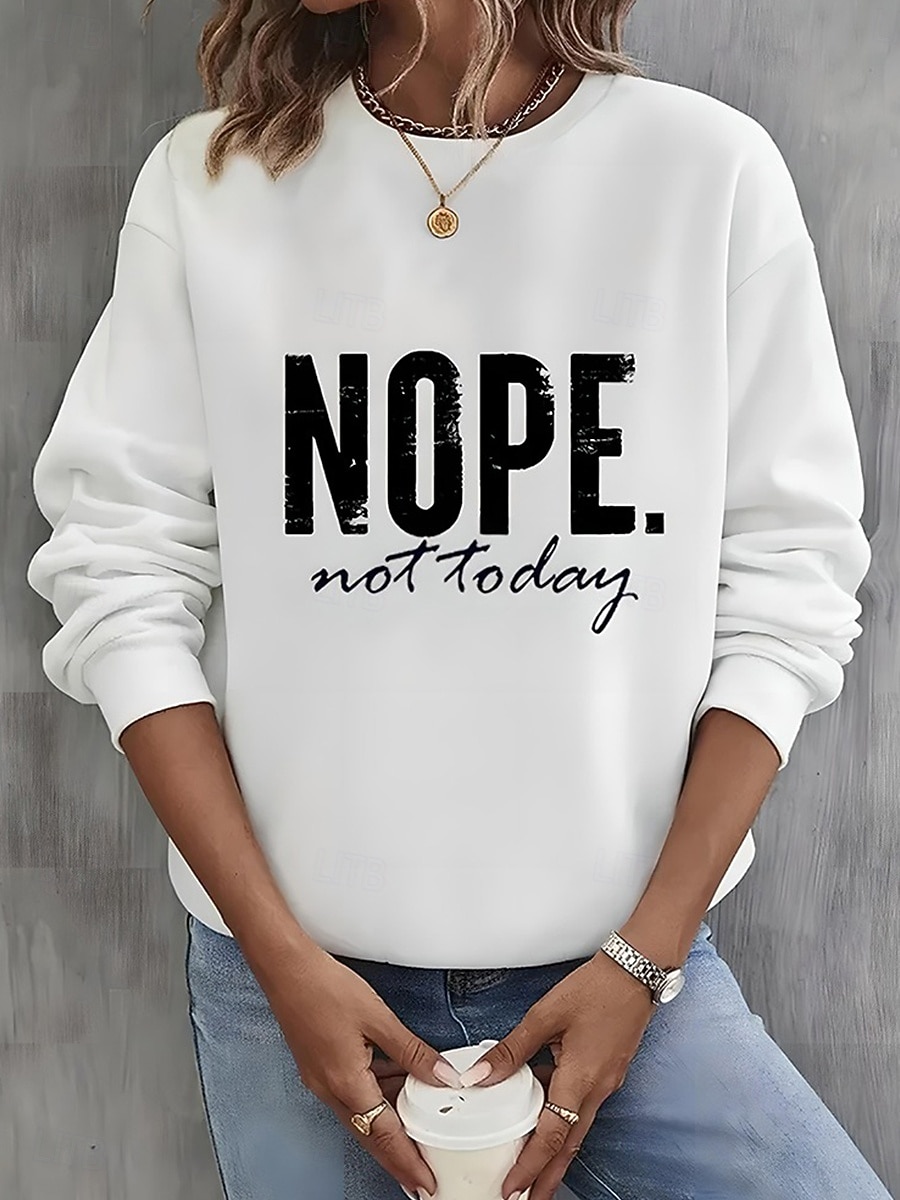 Dámské Mikiny Tisk Grafika Písmeno Vinobraní Na běžné nošení Dlouhý rukáv Tričkový Běžné topy Ležérní ulice Na den Vodní modrá Černá Bílá Světlá růžová Trávová zelená Jaro Podzim Zima 2026 - $27.99 –P1