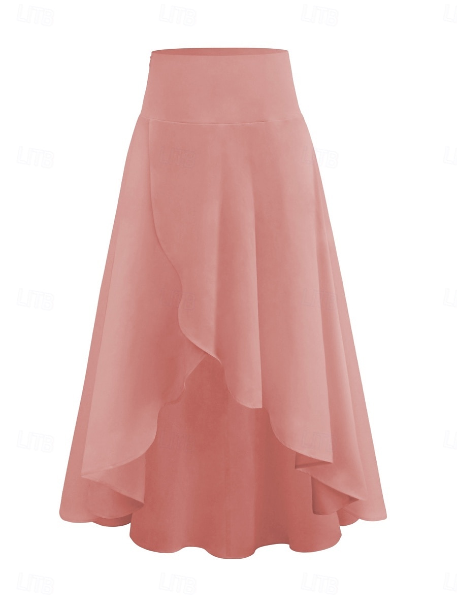 Dame الالتفاف A-linje Mote Fritid Maksi Høy Midje Skjørt عادي Drapering Mikroelastisk Gate Daglig Vin Svart Rosa Brun Vår Polyester 2025 - $28.99 –P13