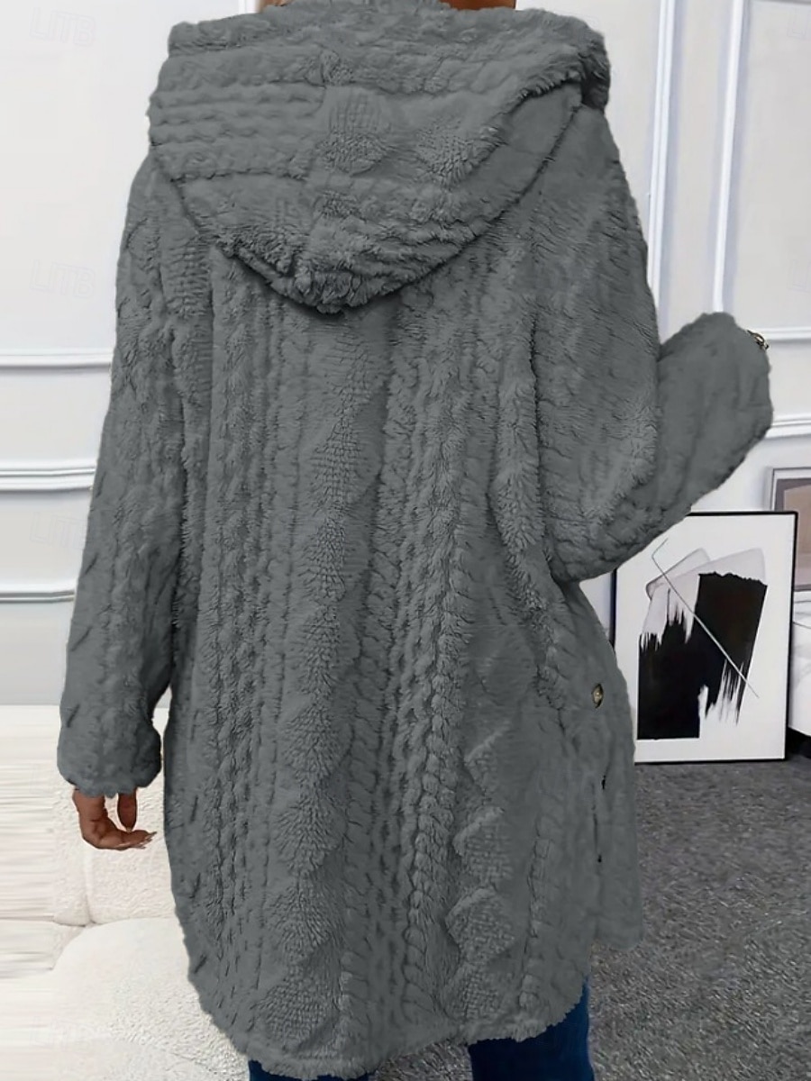 Femmes Veste Sherpa Veste Décontractée Confortable Respirant Avec Poches Boutons Occasionnel Uni Vacances Rue Occasionnel Tenue quotidienne Ouvert devant Régulier À capuche Coupe régulière manche de 2025 ? $28.99 –P18