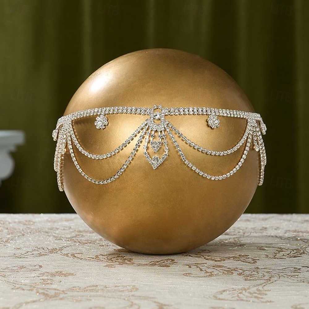 női 1920-as évekbeli Gatsby strasszos fejdísz, vintage flapper hajdísz Gatsby témájú bálokra és halloweeni partikra 2026 - $14.99 –P3