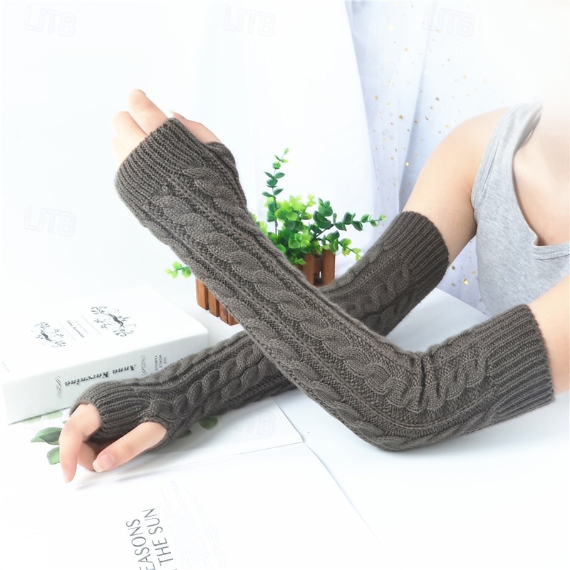 Naisten pitkät talvineulehihat, kynnettömät akryylikäsineet, lämpimät kädettömät neuleet syksyyn ja talveen, pitkät hihanlämmittimet 2026 - $10.99 –P15