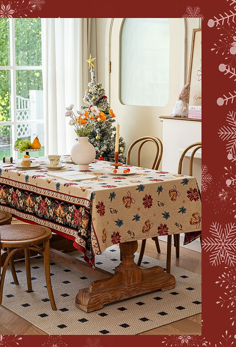 Nappe de Noël luxueuse élégant couvre-table rectangulaire rouge nappe pour table de thé de vacances linge de table décoratif de Noël de 2025 ? $12.99 –P2