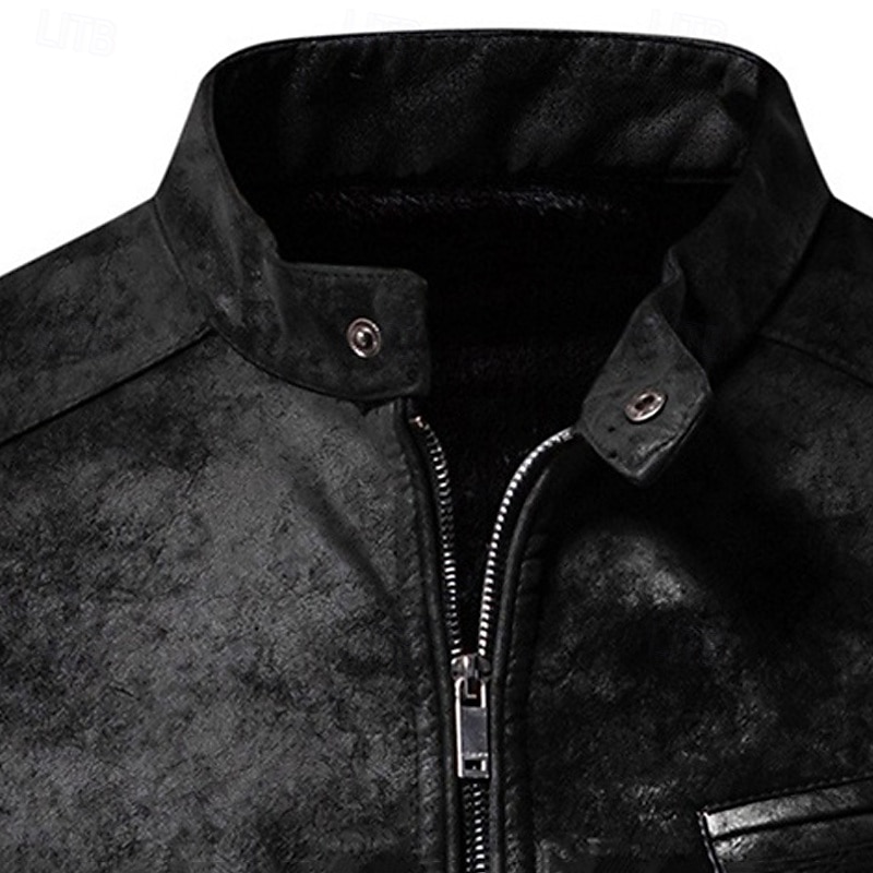 Per uomo Giacca in Ecopelle Giacca da Biker Giacca da Moto Vacanza Quotidiano Antivento Caldo Tasca Autunno Inverno Semplice Moda Classico Collo alla coreana Regolare Nero Marrone Verde Giacca del 2025 a $58.99 –P7