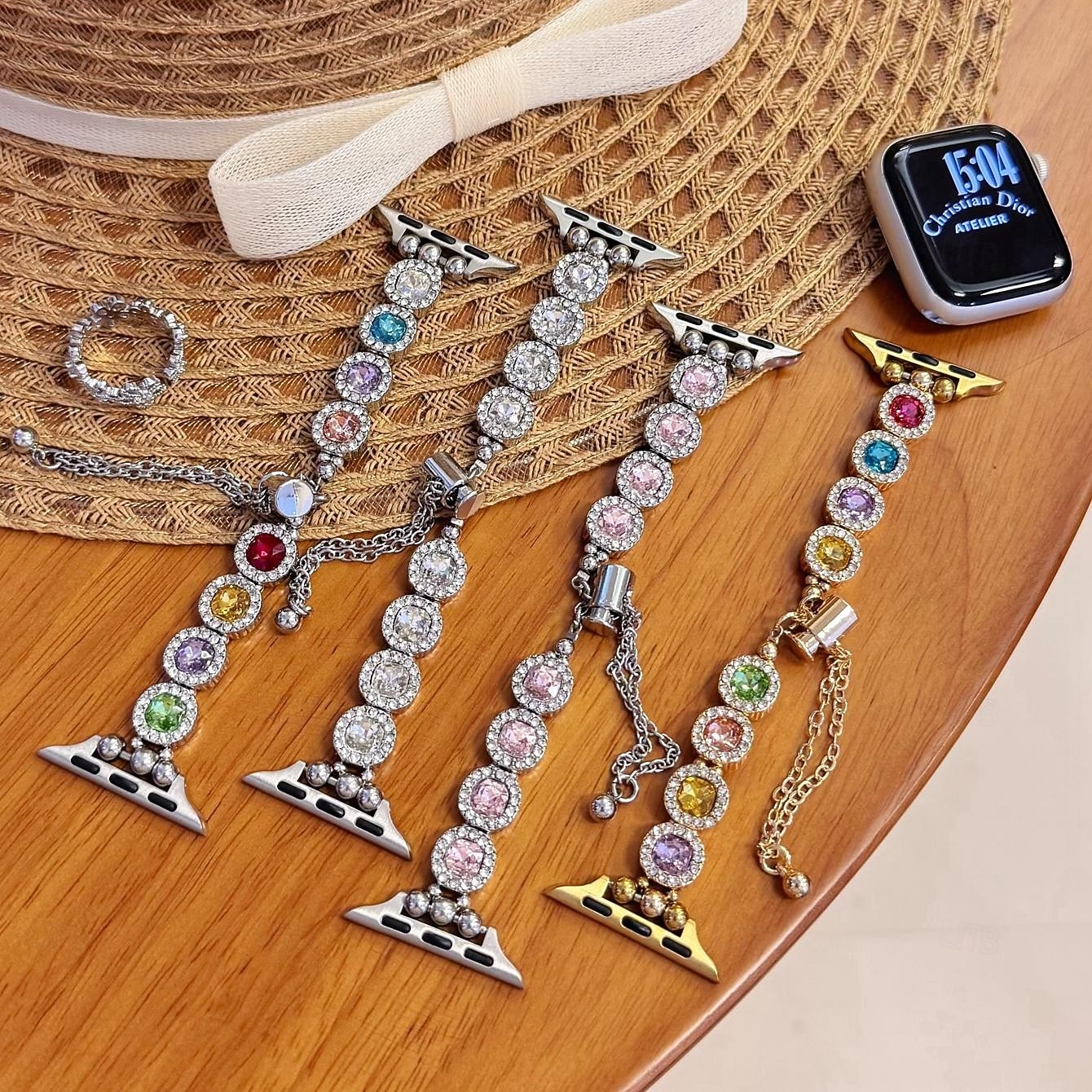 Pulseira de joias Compatível com Pulseira Apple Watch 38mm 40mm 41mm 42mm 44mm 45mm 49mm Feminino Purpurina Cristal Com Strass pulseira de substituição para iwatch Ultra 2 Series 9 8 7 SE 6 5 4 3 2 1 de 2026 por $17.99 –P15