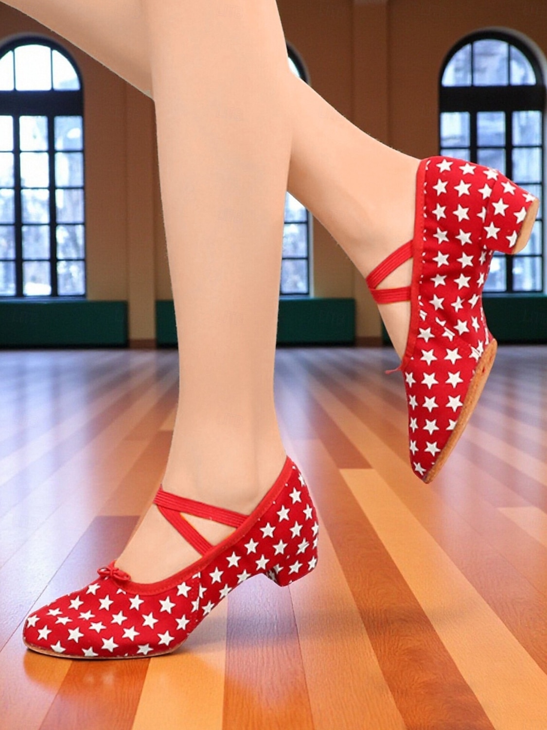 chaussures de danse à imprimé étoile pour femmes - chaussures de danse de salon confortables à talons bas pour la pratique et la performance de 2025 ? $26.99 –P1