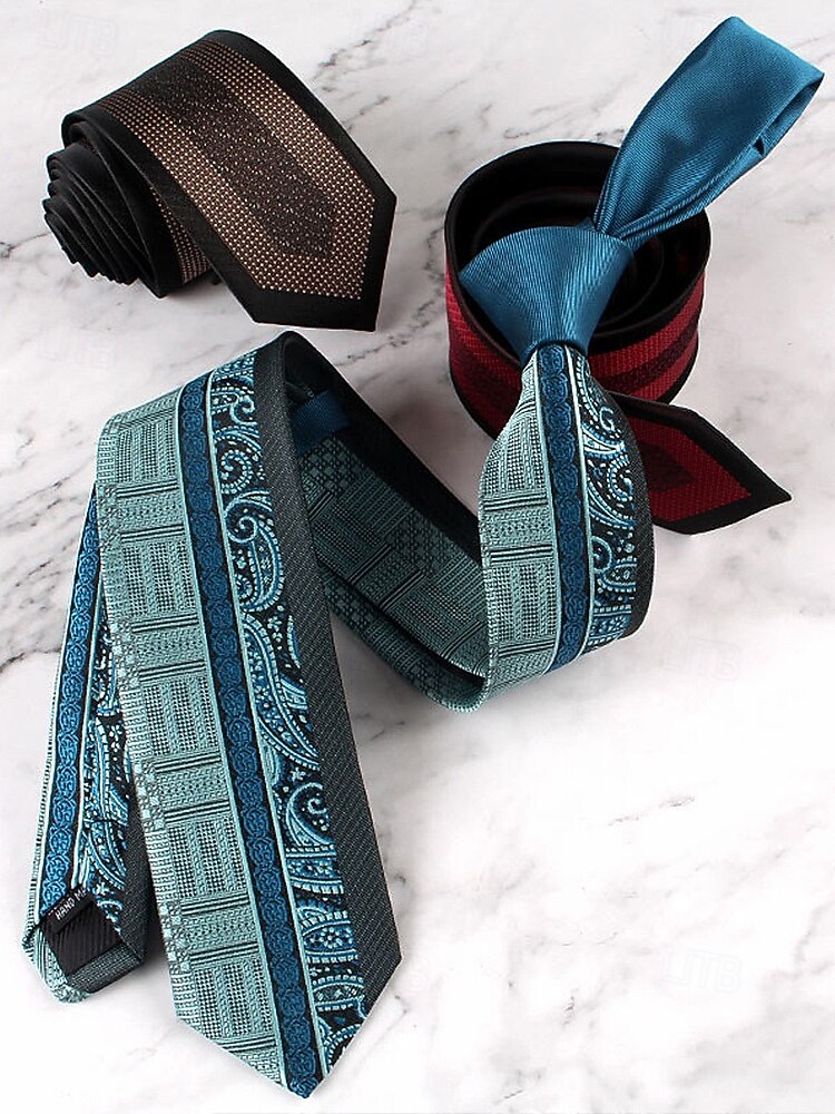 Herren-Krawatte aus Polyester mit klassischem Muster, schmale formelle Krawatte in mehreren Farben, Weihnachtsgeschenk-Accessoire für Hochzeiten, Geschäfts- und Feiertagspartys 2026 - $11.99 –P5