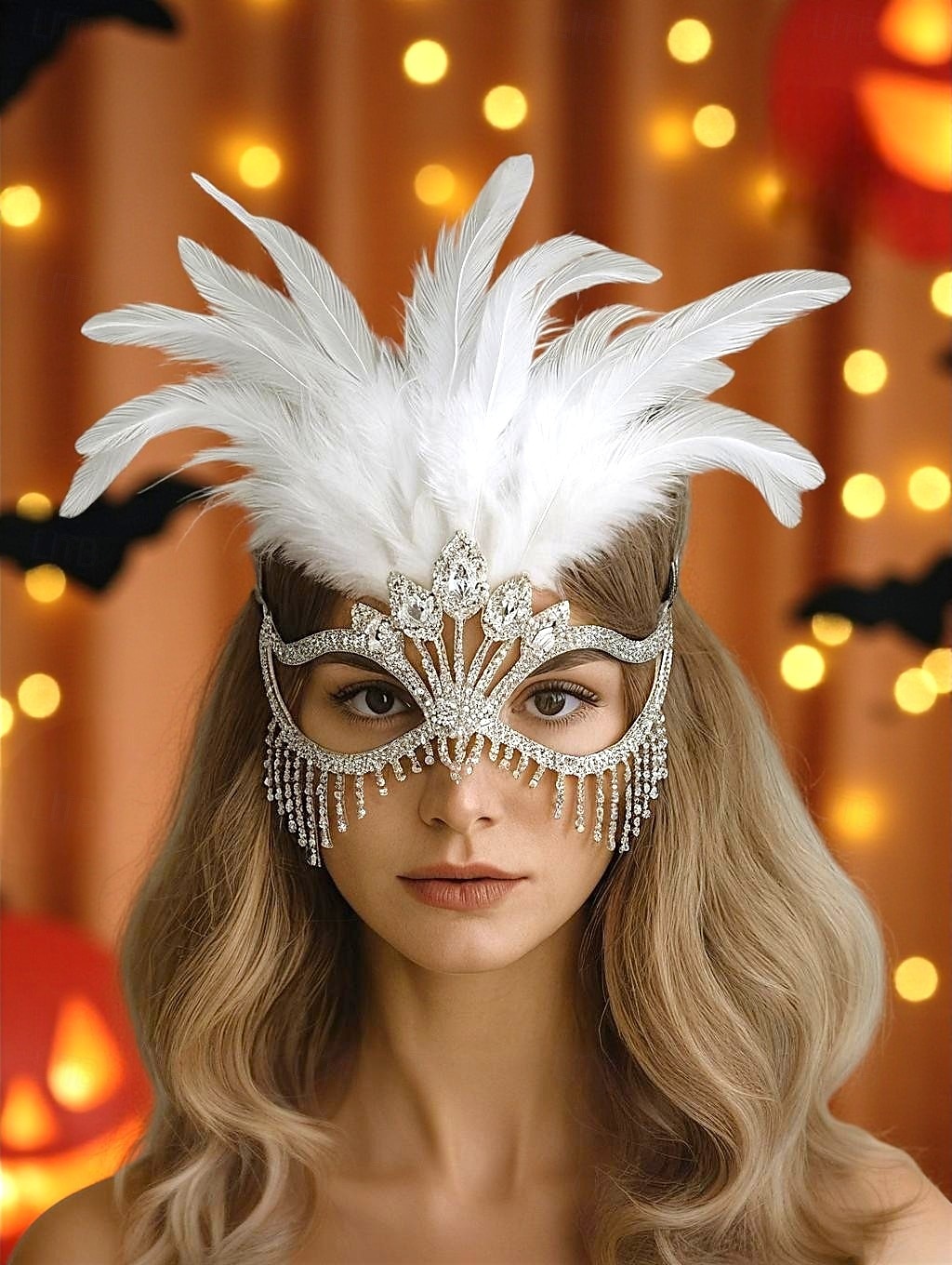 Gatsby-Maskenballmaske für Damen mit Federn und Strasssteinen – elegantes Kostümzubehör für Halloween-Partys, Cocktail-Events und Bälle im Stil der 1920er Jahre 2026 - $18.99 –P2