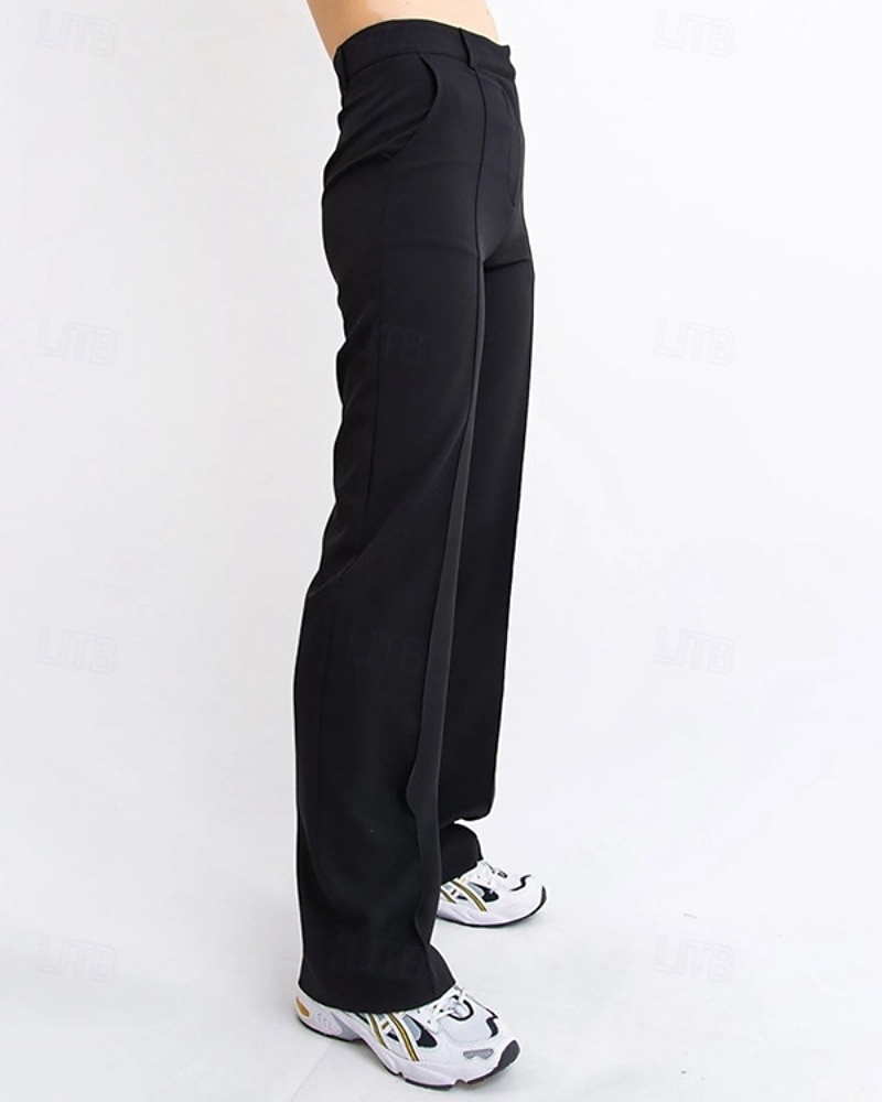 Dam Kinesiska Rak Streetwear Ledigt Fullängd Medium Midja Slät Ficka Elastisk midja Bekväm Microelastisk Utomhus Semester Dagligen Mörkbrun Ametist Svart Brun Vår Höst Normal 2025 - $20.99 –P5