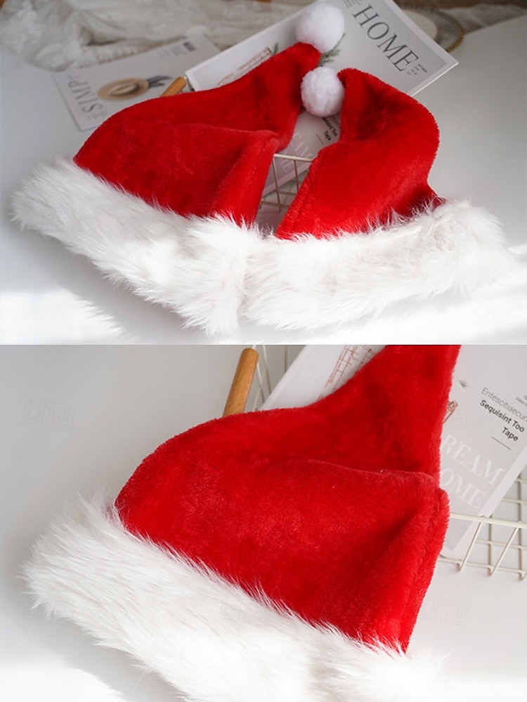 Bonnet de Noël pour femme et enfant - en velours doux avec bordure en peluche, idéal pour les fêtes de fin d'année et les festivités familiales de 2025 ? $9.99 –P7