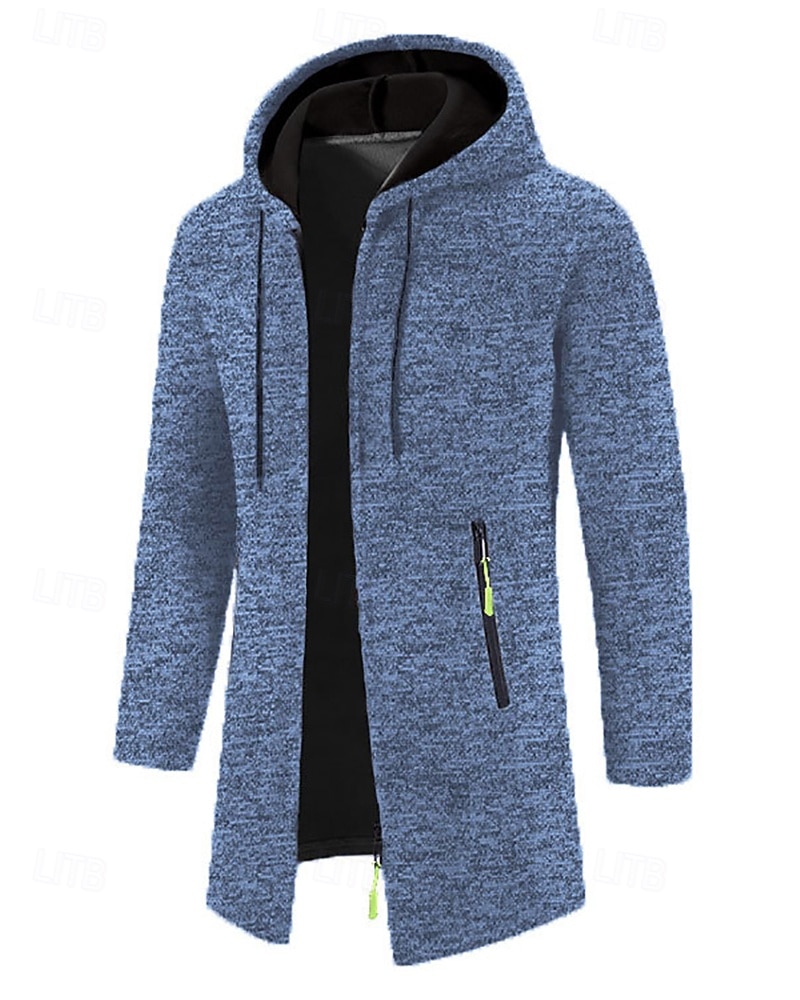 Férfi Felöltő Ballonkabát Hosszú Trench kabát Vakáció Napi Tavasz Tél Poliészter Szélbiztos Melegen tartani Felsőruházat Ruházat Divat Klasszikus Sima Zseb Kapucni Cipzár 2026 - $27.99 –P8