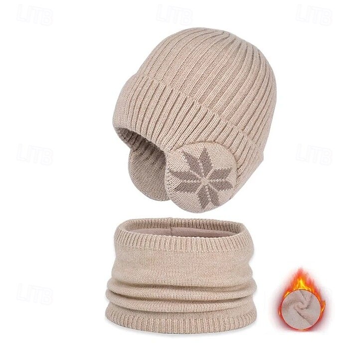 Winter muts sjaal sets warme gebreide muts fleece gevoerde nekwarmer dames heren outdoor fietsen oorbescherming schedelkap koud weer thermische accessoires 2026 - $19.99 –P9