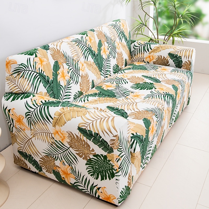 Capa elástica para sofá de 1 peça com estampa de plantas, capa horizontal para todas as estações para sofá de sala de estar de 1/2/3/4 lugares, capa protetora macia para sofá de 2026 por $32.99 –P11