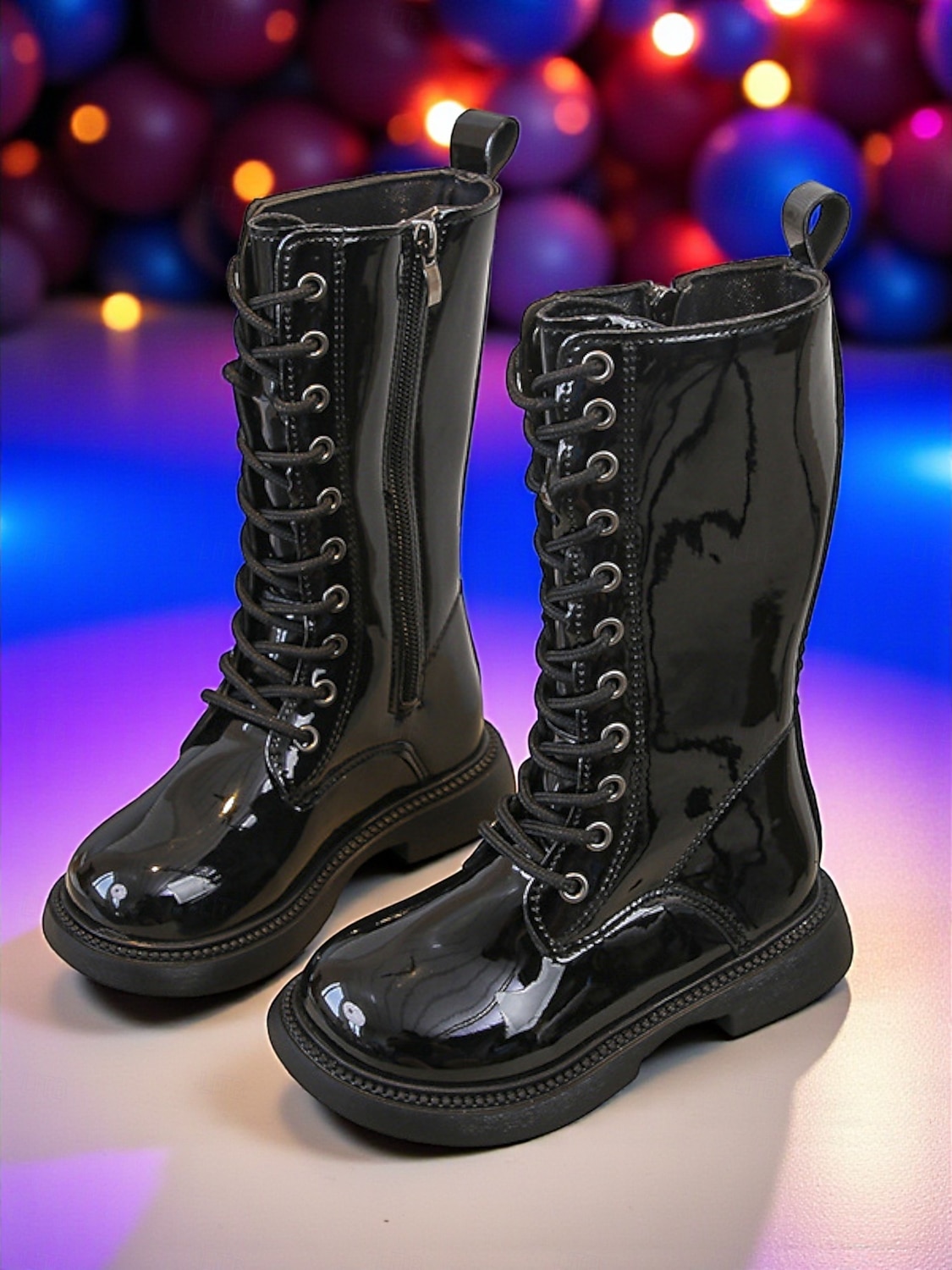 أحذية زي نجمة البوب الكورية المستوحاة من المعبودات، أحذية بيضاء طويلة حتى الركبة برباط للفتيات، أحذية أداء عصرية للرقص والعروض المسرحية 2026 - $32.99 –P3